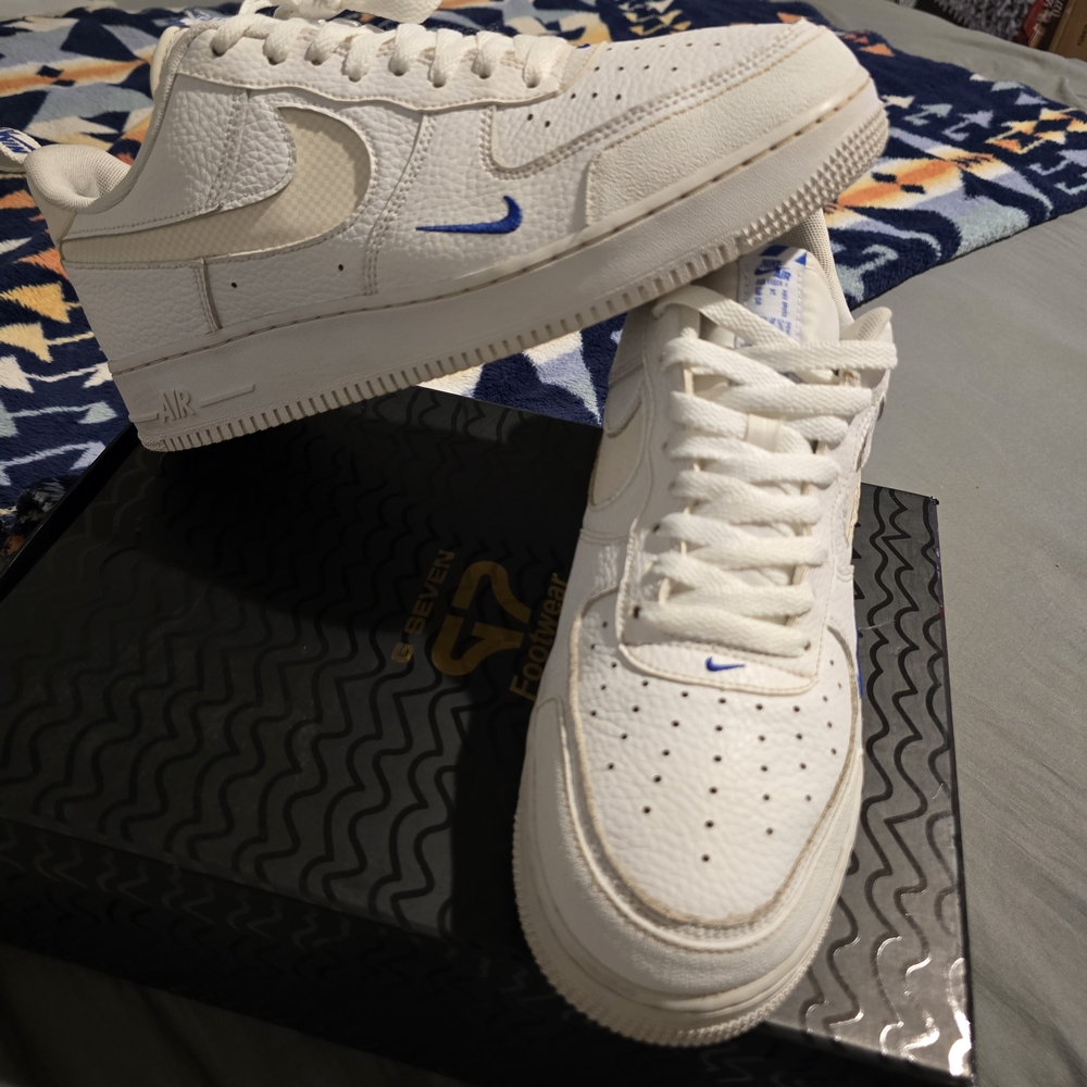 Nike Air Force 1 '07 Reflective Multi Swoosh White Blue FB8971-100 Mens 10.5